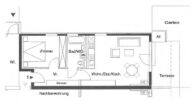 GRUNDRISS - Charmante kleine 1-Zimmer Wohnung mit Wohnküche, Garten und Carport in Gaishorn am See