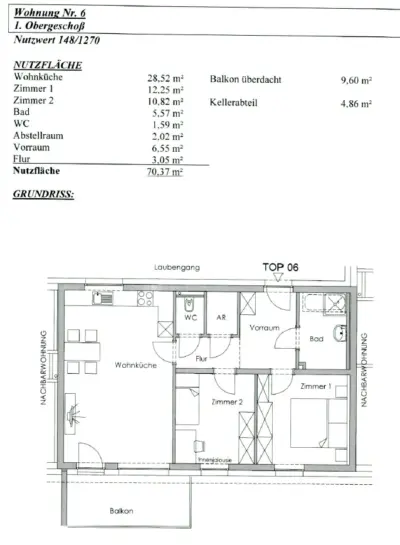 Geräumige 2-Zimmer Wohnung mit Balkon in Floing, 8183 Floing, Wohnung
